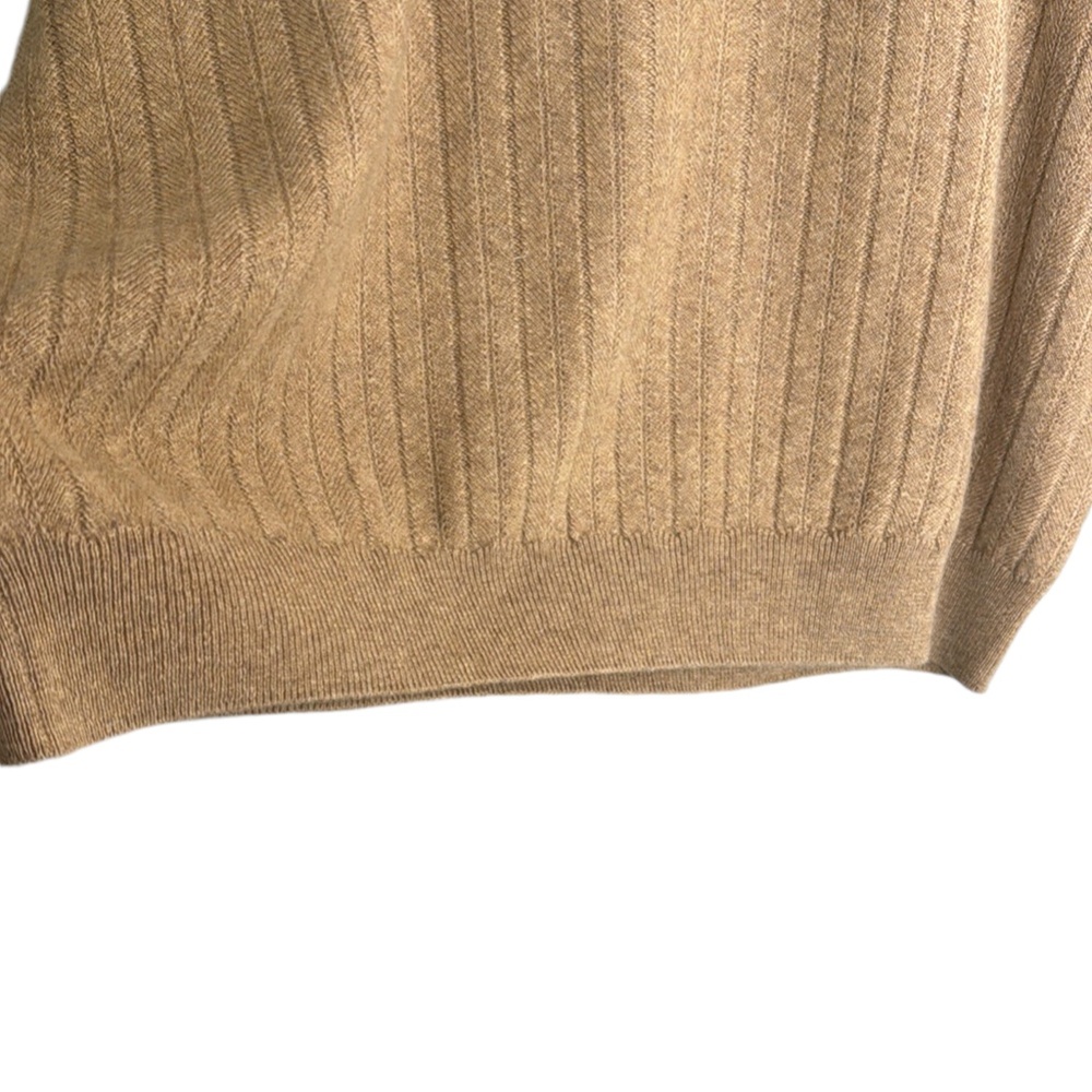 John W Nordstrom Camel Cashmere Sweater Preppy Crew Neck Herringbone Knit XL - Picture 4 of 9